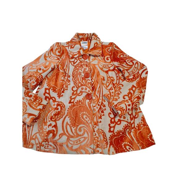 Y2K Vintage Velvet Burnout 3 Sisters Womens  size XL Button Paisley Fall Jacket - Picture 13 of 16